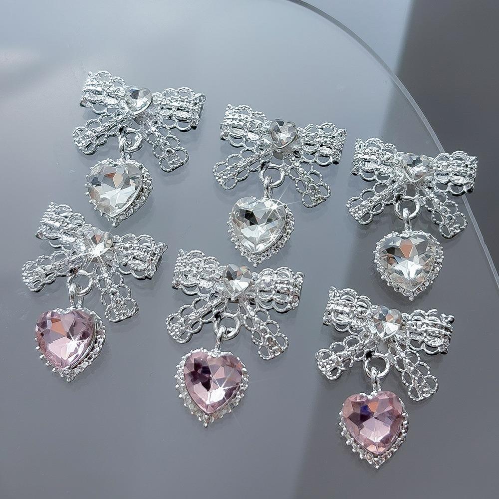 5Pcs Lace Bow Nail Charms Rhinestonesl Bow Pendant Nail Decor Cute Nail Decor  DIY Nails