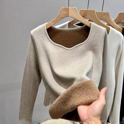 Maglione base invernale all-in-one in stile cashmere con scollatura bassa e maglione in maglia spessa di cashmere con maglione caldo donna