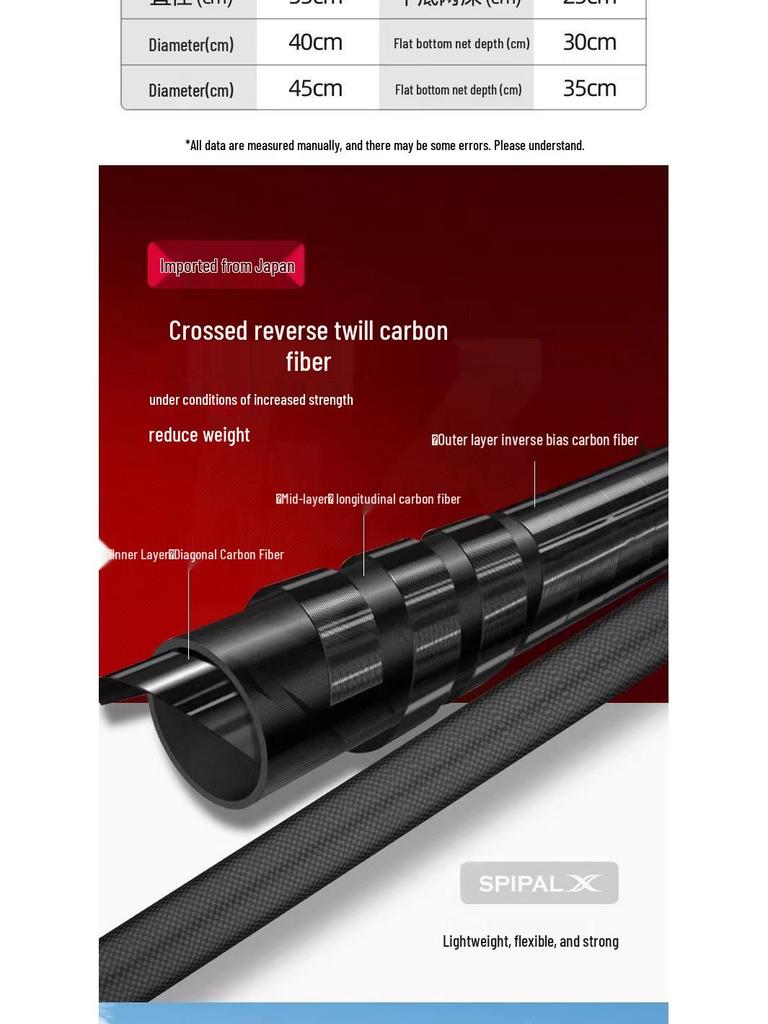 Adjustable Carbon Fiber Landing Net Pole with Screen Support