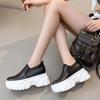 Fashion 9CM Genuine Leather Platform Sneakers for Women White Shoes Wedge Chunky Loafers Shoes Footwear Female Slip On Slipony Shoes