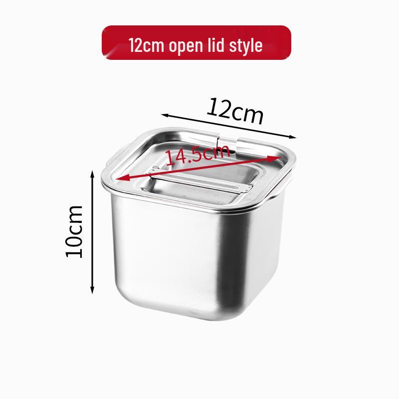304 Stainless Steel Square Jam Bowl with Lid - Commercial Kitchen Seasoning and Sauce Container.