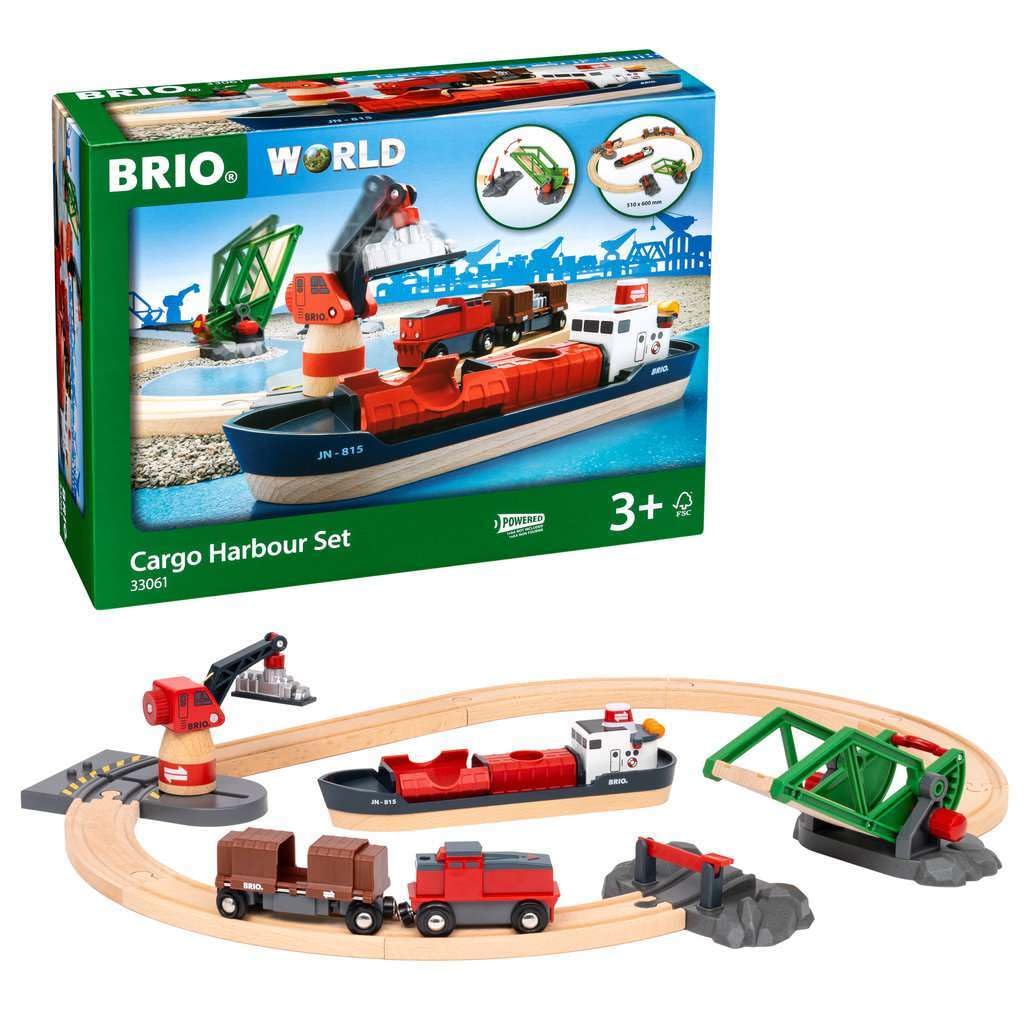 BRIO Cargo Harbor Set Ages Wooden Wooden Rail Gift [16-Piece Set] 33061, 3+. [Toy, Toy, Rail, Set, (Birthday/Christmas)]