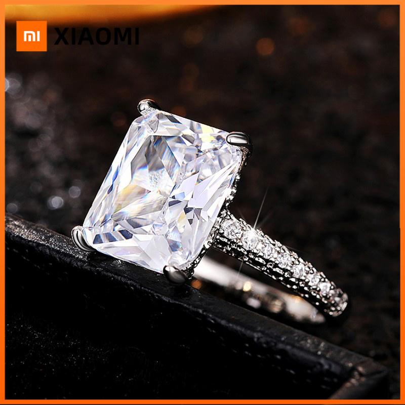 Xiaomi Huitan Bling Square Cubic Zirconia Crystal Wedding Rings for Women Engagement Anniversary Party Luxury Elegant Lady's Jewelry