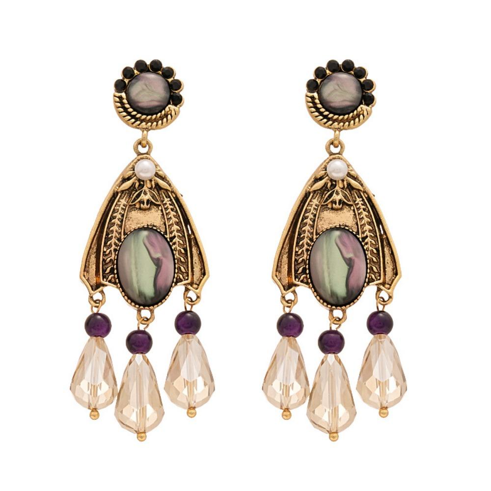 Inlaid Rhinestones French Waterdrop Earrings Imitation Pearl Long Tassels Dangle Earrings  Women