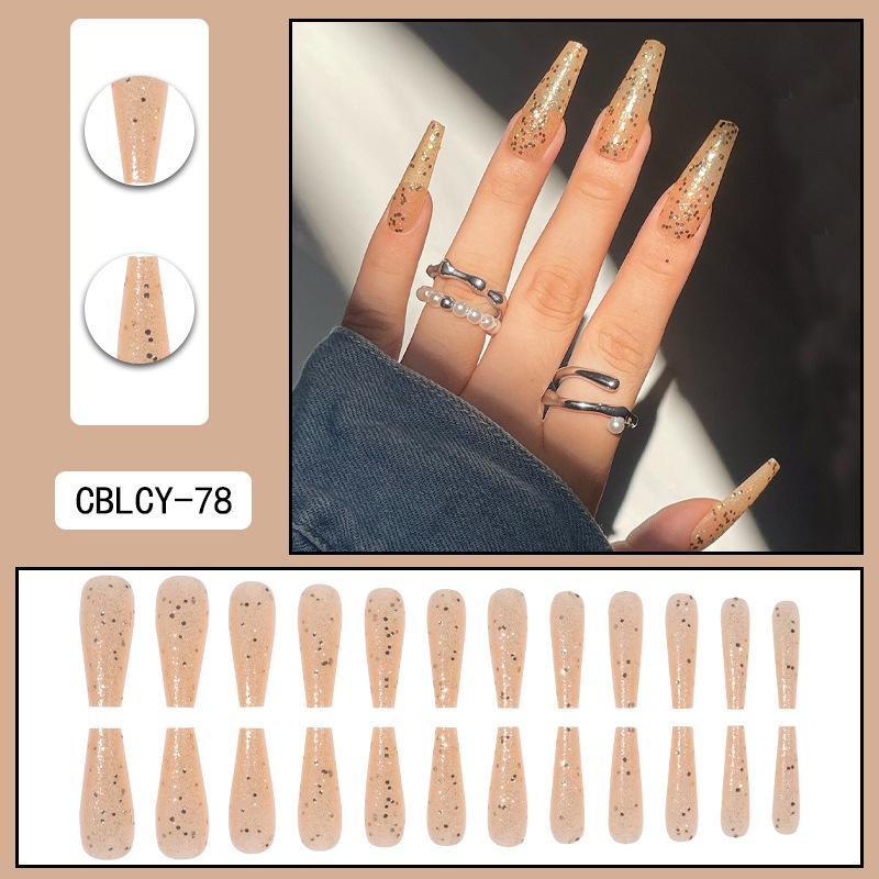 O2 Long Wearable Removable Nail Patches: Pointed Press-On False Nails for Nail Art