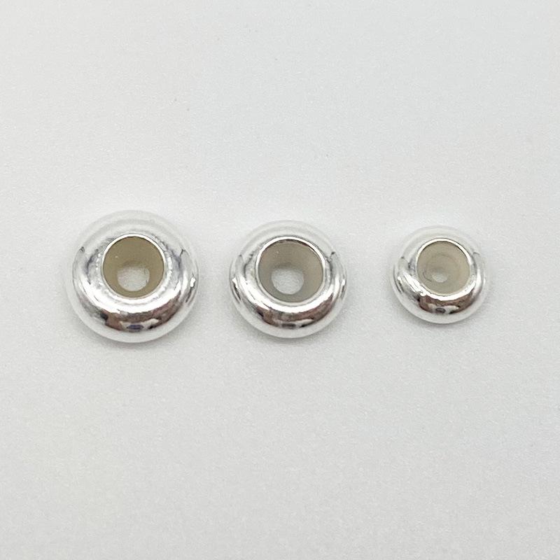 Yansheng S925 Sterling Silver Adjustable Abacus Bead Necklace/Bracelet with Silicone Telescopic Beads Plain Silver No Plating