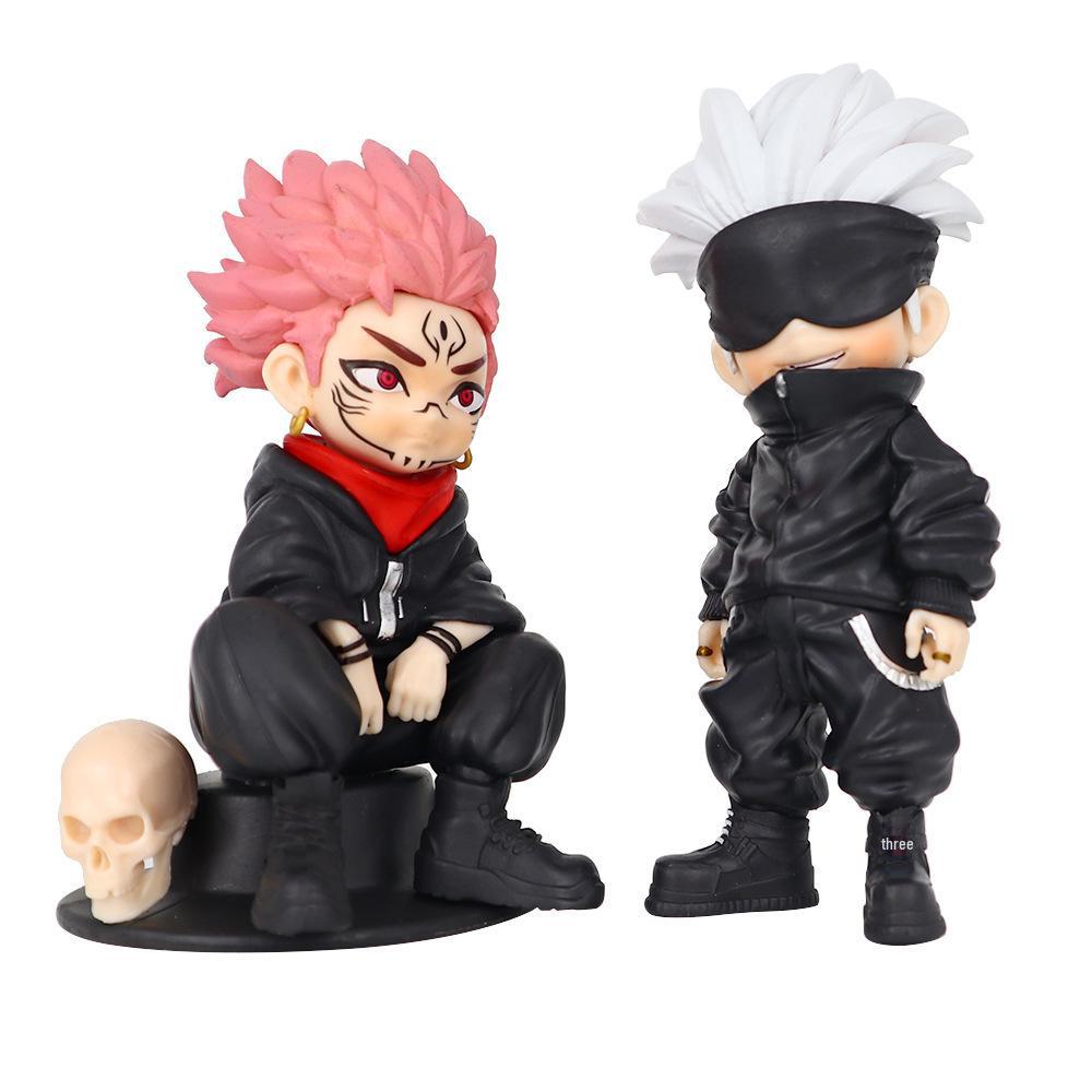 Jujutsu Kaisen Módní hračka: Gojo Satoru Stojící & Tygří hůl Hisahito Sedící Figurky - Q Verze Ozdoby do auta