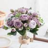 Silk Rose Artificial Flowers Peony Outdoor Garden Wedding Wreath Bridal Bouquet Valentine's Decora Home Room Table Gift box Prop