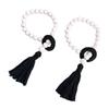 2Pcs Wood Beads Curtain Holdbacks with Tassels for Home and Office Decors Cotton Rope Window Drapery Tiebacks Ties