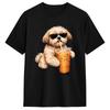 Divertente Shih Tzu che beve caffè freddo Maglietta Estate Cotone Magliette Per Unisex Design Maglietta Manica Corta Y2k Abbigliamento Casual