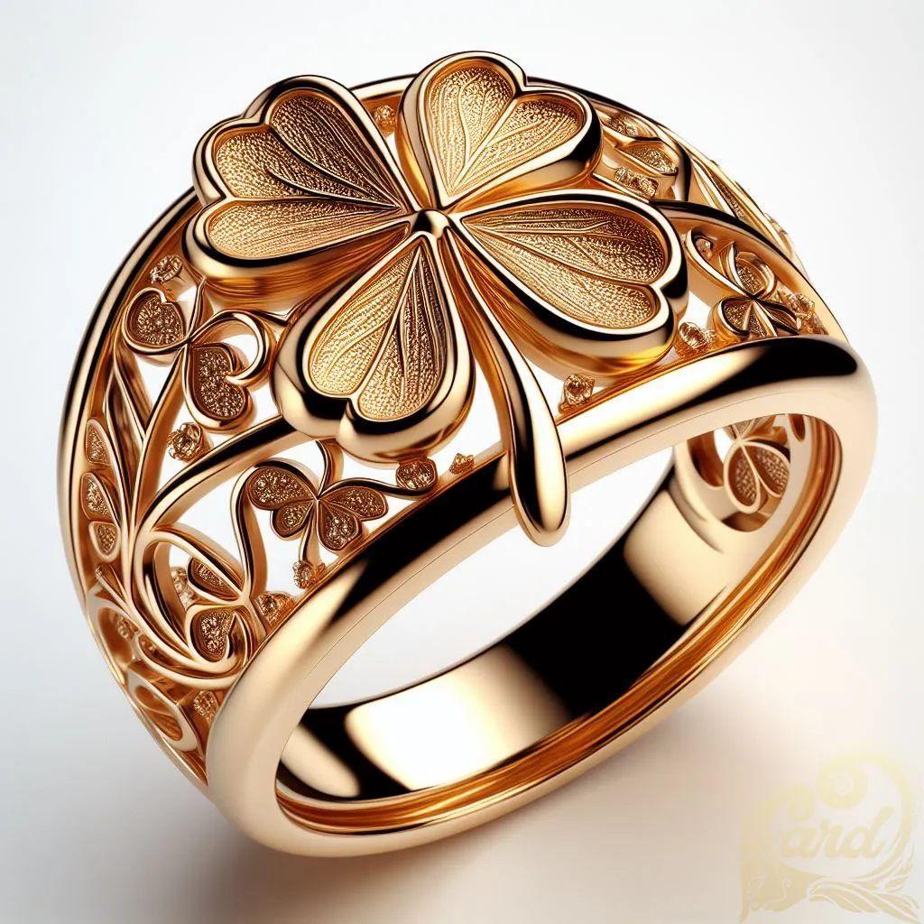 Elegant Hollow Four-leaf Clover Ring Copper Material Women Elegant Ring For Commute Matching