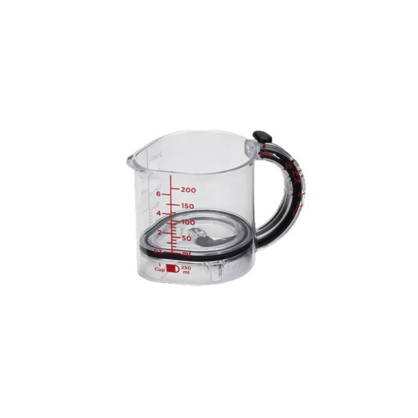

4-in-1 Adjustable Measuring Cup with 1/4 cup 1/3 cup 1/2 cup 1 cup Red Graduations 11.6 x 9 cm Diameter x Height 1 Piece прозрачный