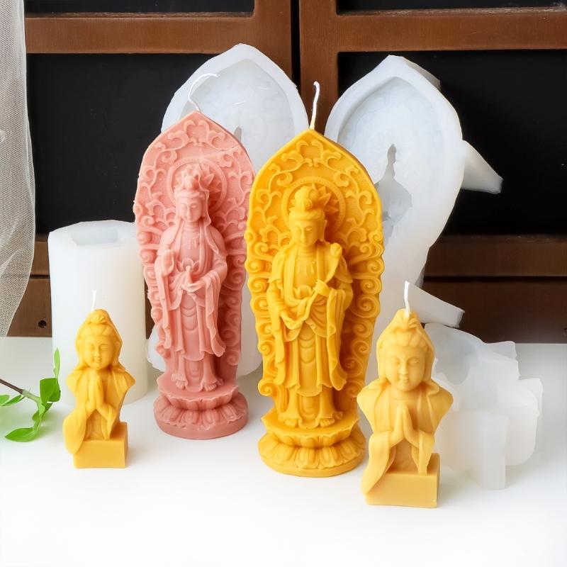Flexible Silicone Mold Handmade Scented Candle Mould 3D Prayer Shaped Aromatherapy Jewelry Mold Home Decorations