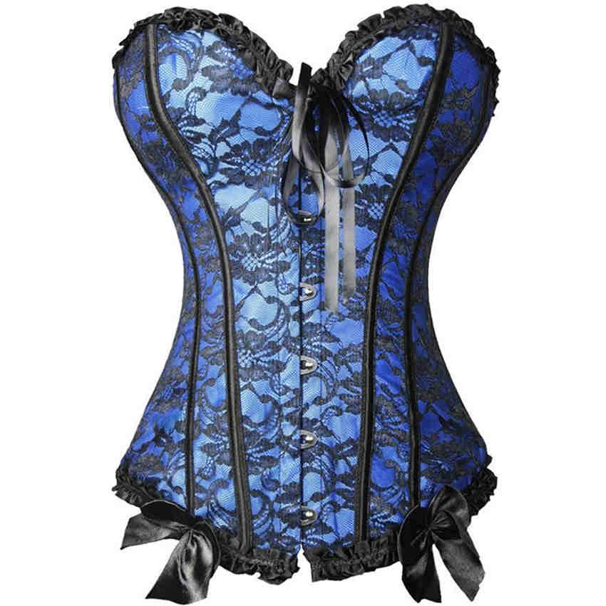 Females Sexy Lingerie Basques Red Floral Lace Up Overbust Corsets Women Party Clothing