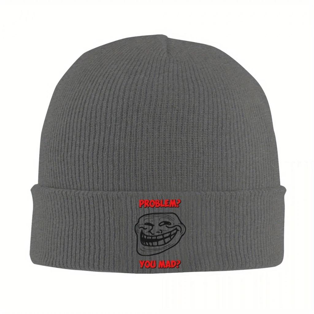 New New U Mad Bro Problem Troll Rage Face Comic Meme Trollfac Knitted Hat For Women Unisex Beanie Winter Hat Crochet Caps