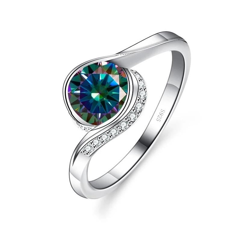 Bague Ringen S925 Pure Inlaid 1ct D Color Moissanite Roundabout Bag Series Women's Simple Closed Ring