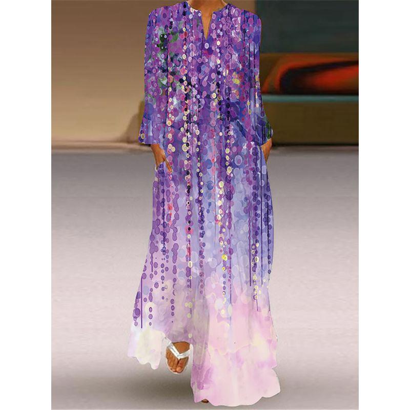 Flowers Print Print Long Sleeve Dress 2025 New Arrival Silm Slim Looking Dress Stage Photo Catwalk Performance Wear