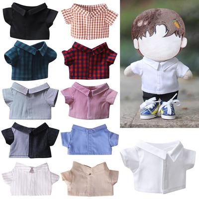 20CM Doll Shirt Stripes Lattice Solid Color Blouse Cotton Stuffed Idol Doll Clothes Dolls Accessories