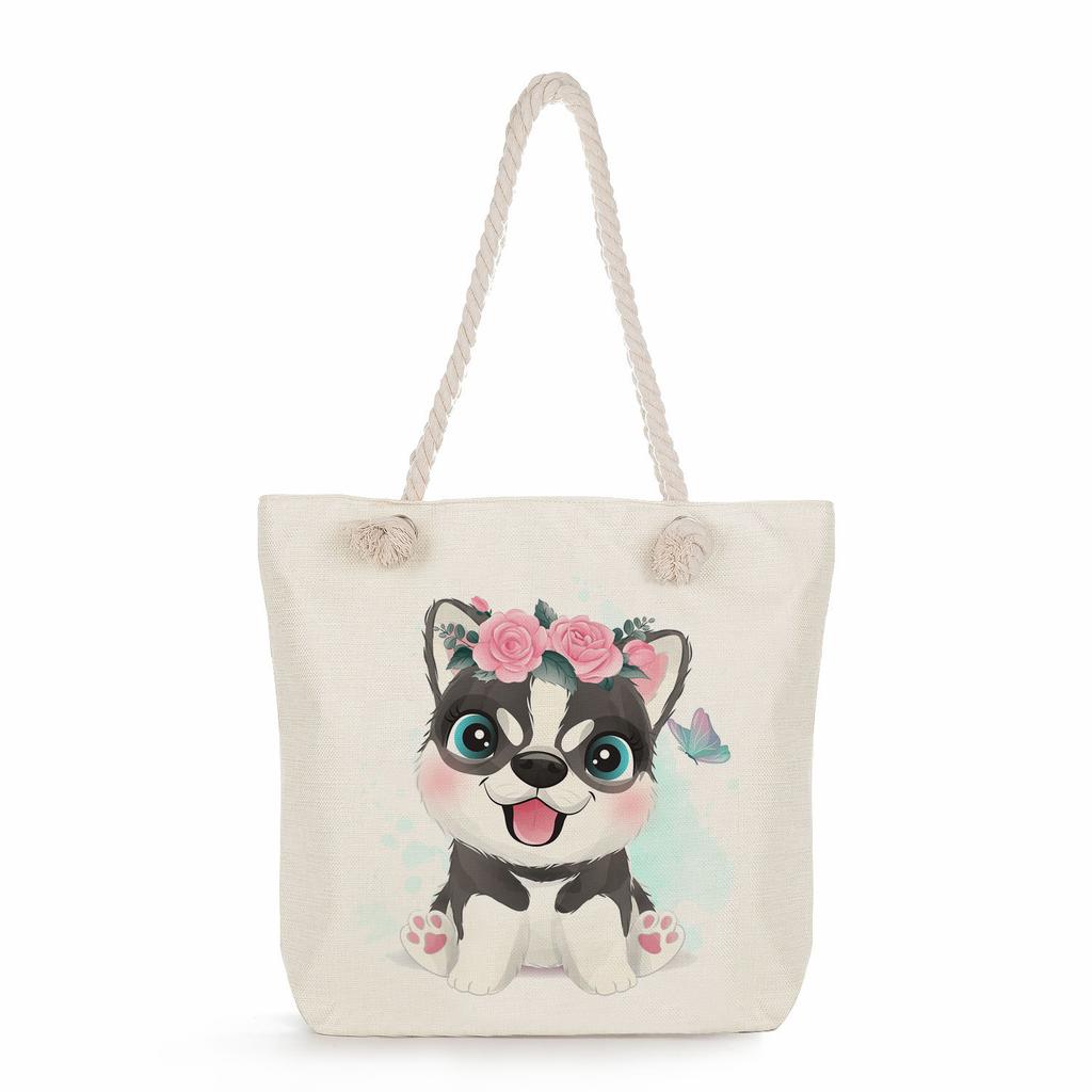 Animal print thick rope single-shoulder beach bag 7286 CLE