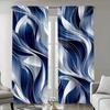 Digital Printed Curtains, Blue Ocean Flowing Charm Pattern, Stylish Window Treatment for Living Room Bedroom Decor