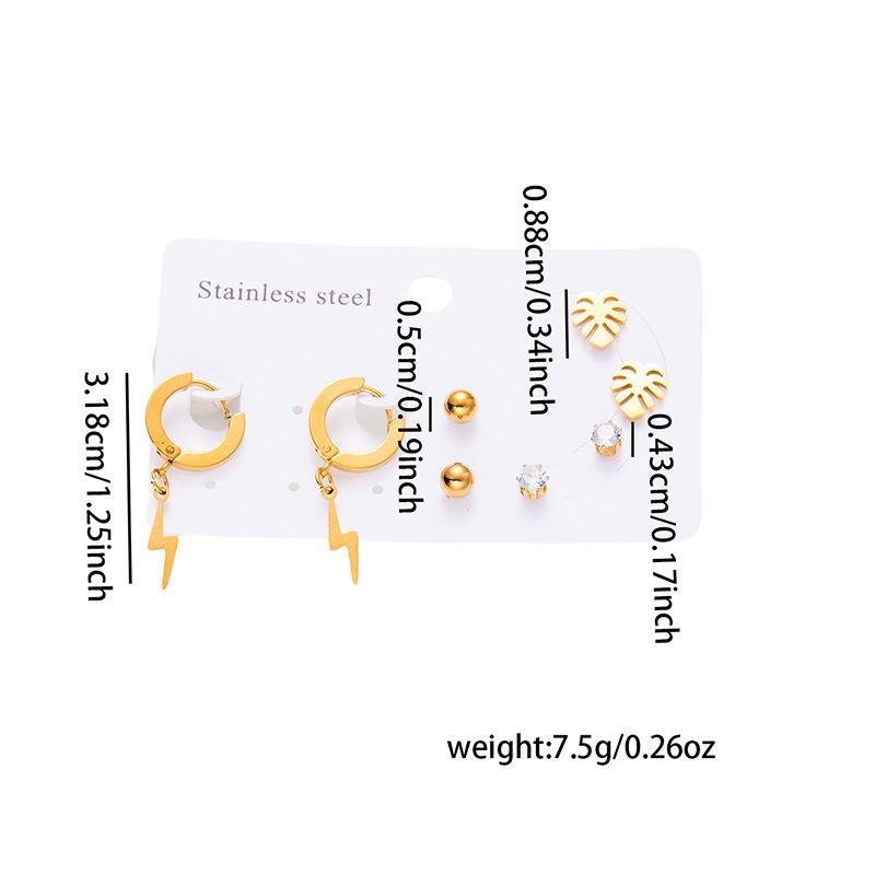 Versatile 18K Titanium Steel Earrings Set with Cross, Heart, and Butterfly Pendants