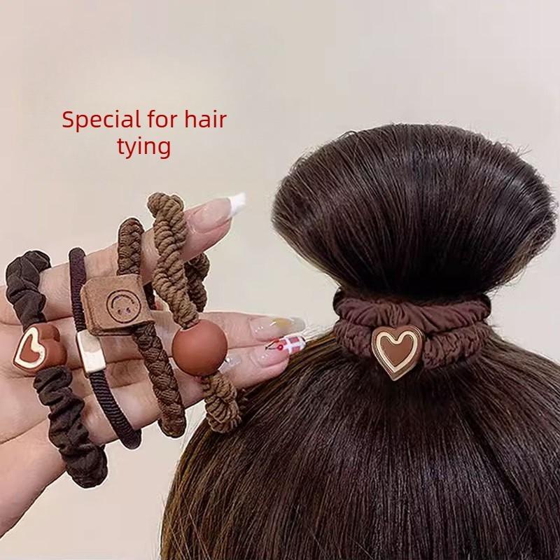 Women's Hair Tie, High Elastic Rubber Band, Hair Tie, Hair Band, Leather Cover, Simple and Elegant Ponytail Hair Accessory