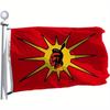 [Vibrant Banner] 1pc Canadian Mohawk Warriors Association Banner | Bold Red And Black Design with Sun Ray Pattern, Suitable for Indoor/Outdoor Use, Ga