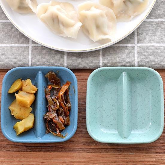 2Pcs Sauce Dish Double Grids Design Multipurpose Long Lifespan Small Dish Seasoning Soy Sauce Tableware