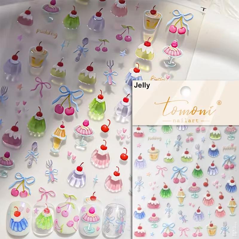 Lovely Strawberry Rabbit Cartoon 5D Embossed Reliefs Self Adhesive Nail Art Decorations Stickers 3D Manicure Decals