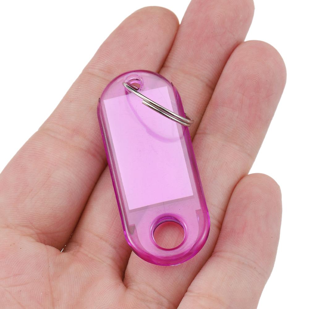 10pcs Coloful Key Tags Plastic Split Key Ring Paper Labels Clear Windows Flexible Key Organizer DIY Item Identifiers Luggage Tag