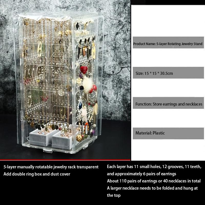 Plastic Transparent Jewelry Box Storage Necklace Bracelet Jewelry Boxes Organizer Earrings Display Stand Storage Accessories