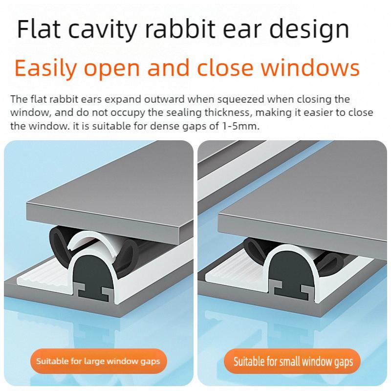 4M TPE Self-adhesive Window Seal Strip Plastic Steel Window Insulation Weatherstrip Flexible Bilateral Windproof Dustproof Strip