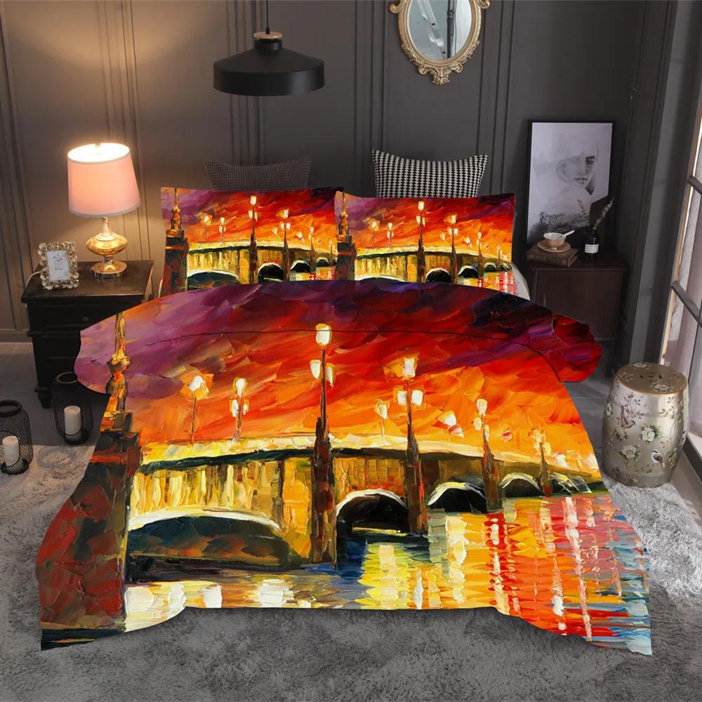 Bedclothes Wholesale Watercolor Duvet Set Pillowcase King Size Bedding Set Europe Comforter Set Full Queen Sea Scenery Bedding