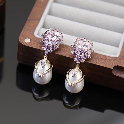 Tropfenohrringe aus S925er Silber mit Zirkonia-Perlen – elegantes, luxuriöses Retro-Design