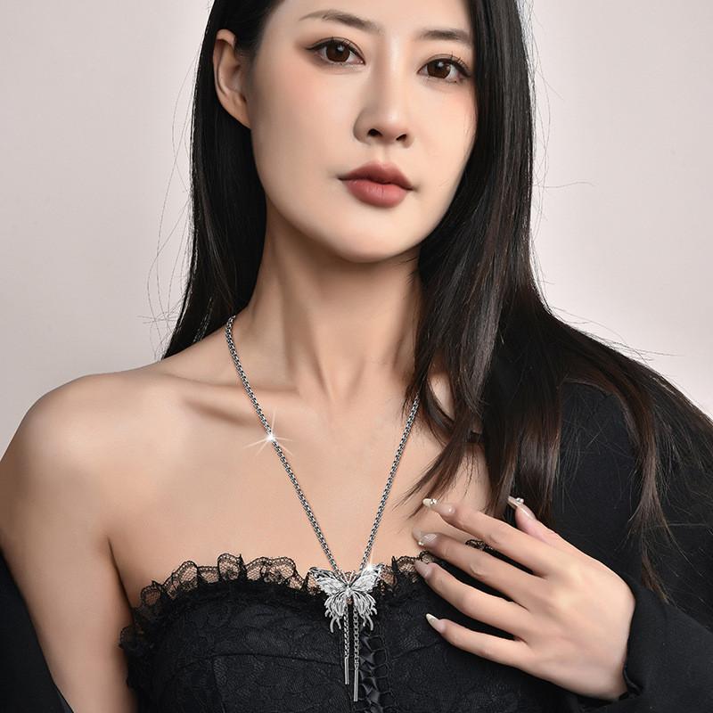Butterfly Pendant Beautiful Necklace For Women With Highquality Accents Palladium