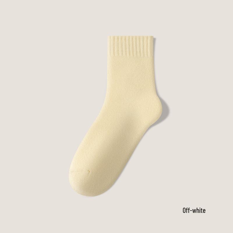 Women's Cashmere Mid-Calf Velvet-Enhanced Socks for Autumn and Winter