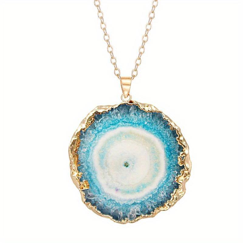 Natural Crystal Pendant Agate Necklace Healing Crystal Gemstone Irregular Polished Agate Slice Crystal Agate Decor Gift forWoman