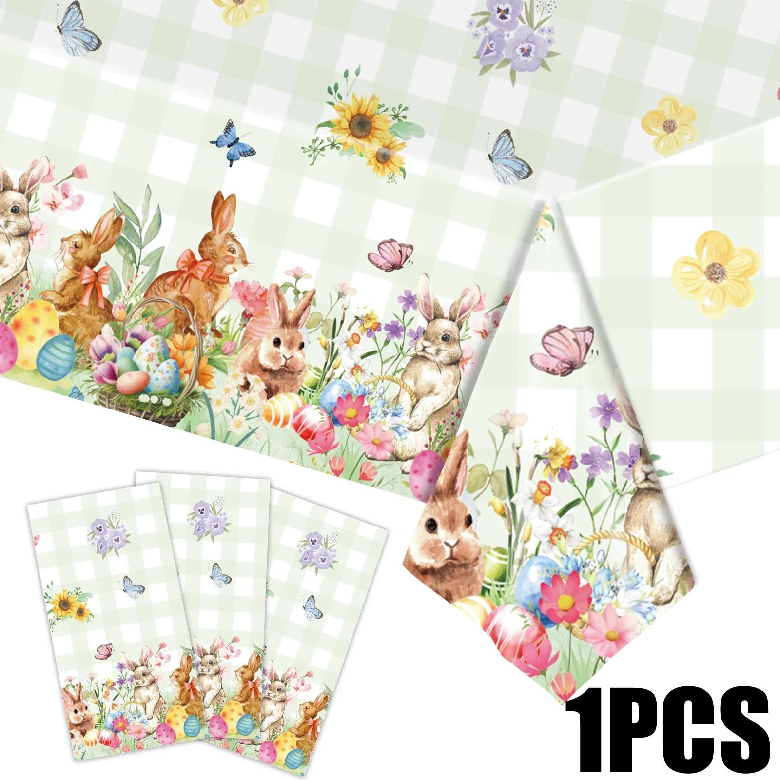 2025 Новый год Пасхальное яйцо Заяц Тематические принадлежности для вечеринки Одноразовая скатерть из ПЭ-пластика Декор Прямоугольные скатерти 137x274cm