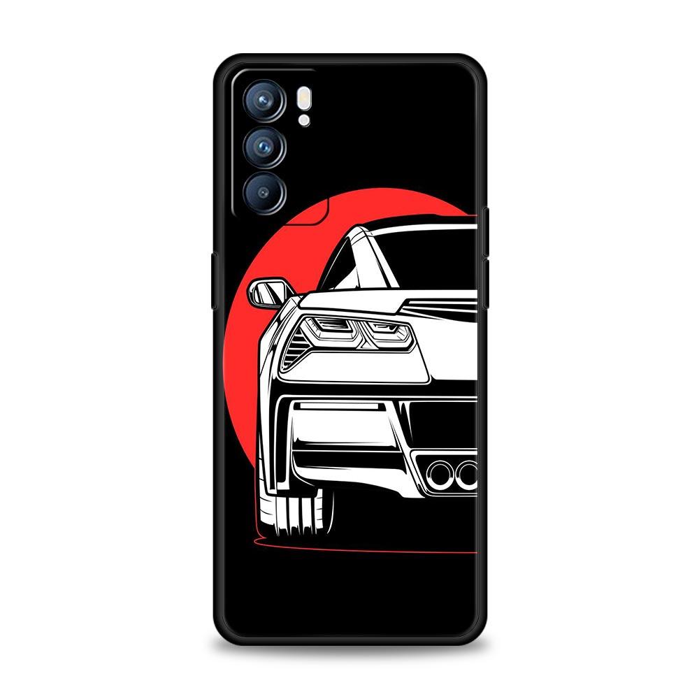 JDM Tokyo Drift Sportwagen Hülle für Oppo Find X6 X5 A54 A53 A52 A9 A15 A95 A17 A16 A76 A74 A57 Reno7 Reno6 Pro Plus 5G Hülle