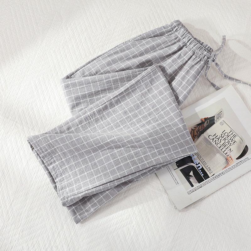 

Легкие клетчатые брюки для сна на весну-лето - Унисекс хлопковая пижама для ношения дома и на улице XL