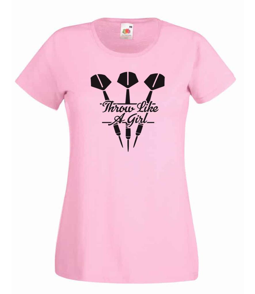 Unisexs Throw Like A Girl Professional Darts Sports Lady Fit Pink TShirt M