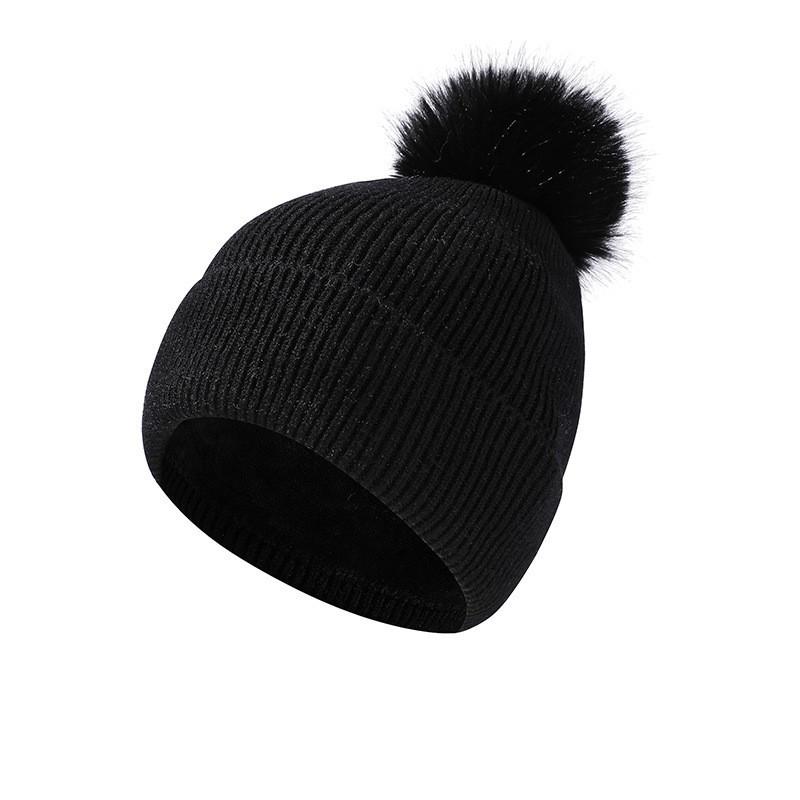 Knitted Hat Scarf Set Women's Autumn Winter Thick Fur Ball Wool Hat Outdoor Ear Protection Warm Hat