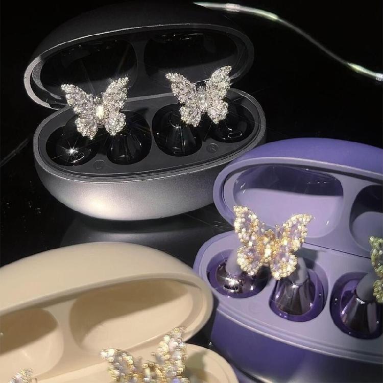 High End Crystal Embellished Butterfly Ear Accessories Metal Construction Easy Compatibility For Customized Headphone Style
