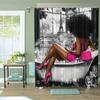 Beautiful Black Pattern Shower Curtain Waterproof for Room Home Hotel Machine Washable Curtain Waterproof Bathroom