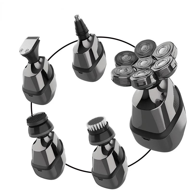 5 IN 1 7D Men's Rechargeable Bald Head Electric Shaver 7 Floating Cutter Beard Nose Ear Hair Trimmer Men Facial Cleaning Brush