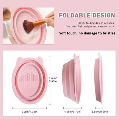 WALWAL Makeup Brush Cleaner Bowl, Portable Foldable Silicone Brush Cleaner for Travel & Home, Deep Cleaning Tool for Makeup Brushes, Sponges