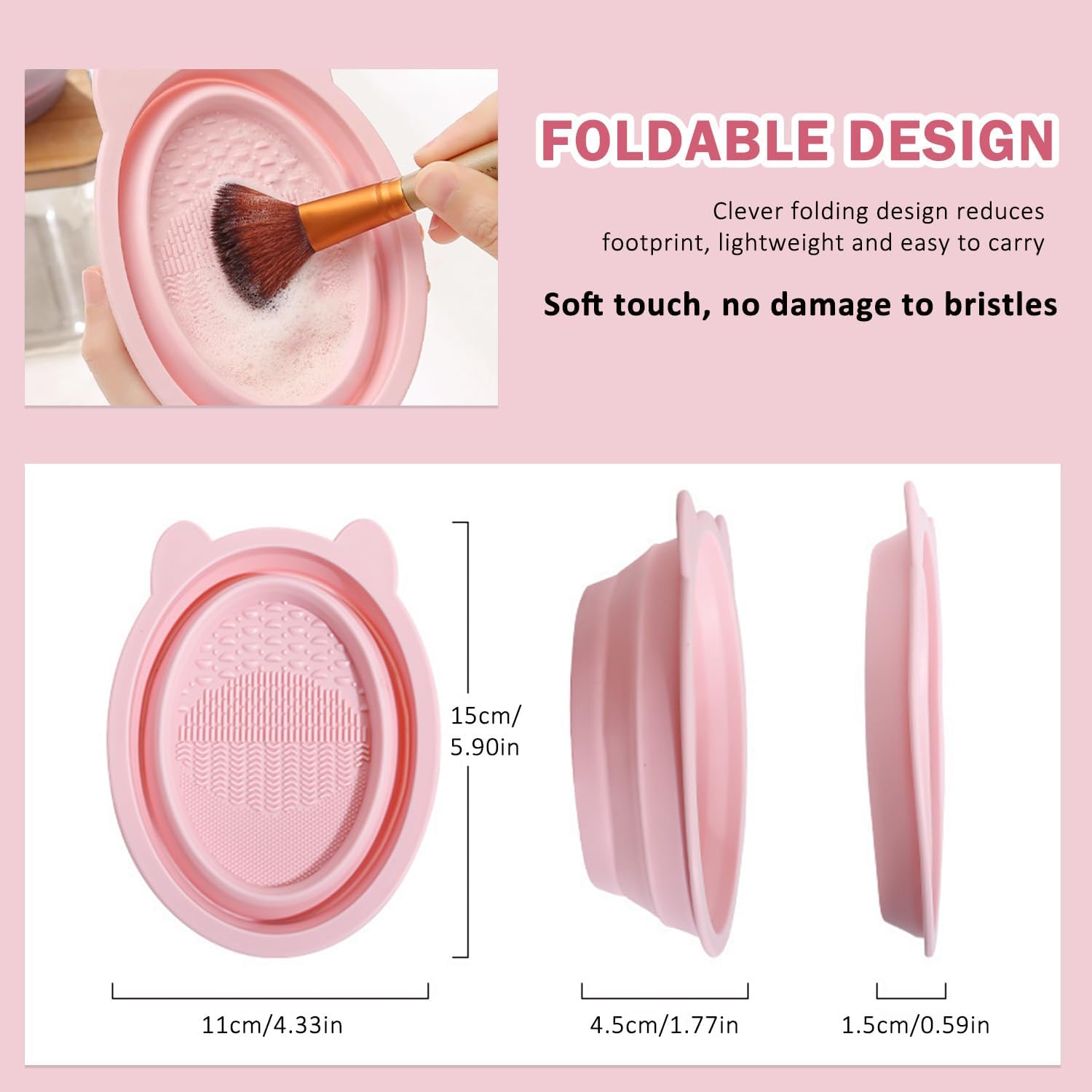 

WALWAL Makeup Brush Cleaner Bowl, Portable Foldable Silicone Brush Cleaner for Travel & Home, Deep Cleaning Tool for Makeup Brushes, Sponges