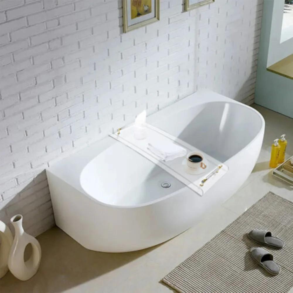 Bymaocar Bath Tray Table Bathtub Caddy Tray Over The Tub Shelf Large Capacity Bathroom Storage Holder Environmentally Friendly chiaro
