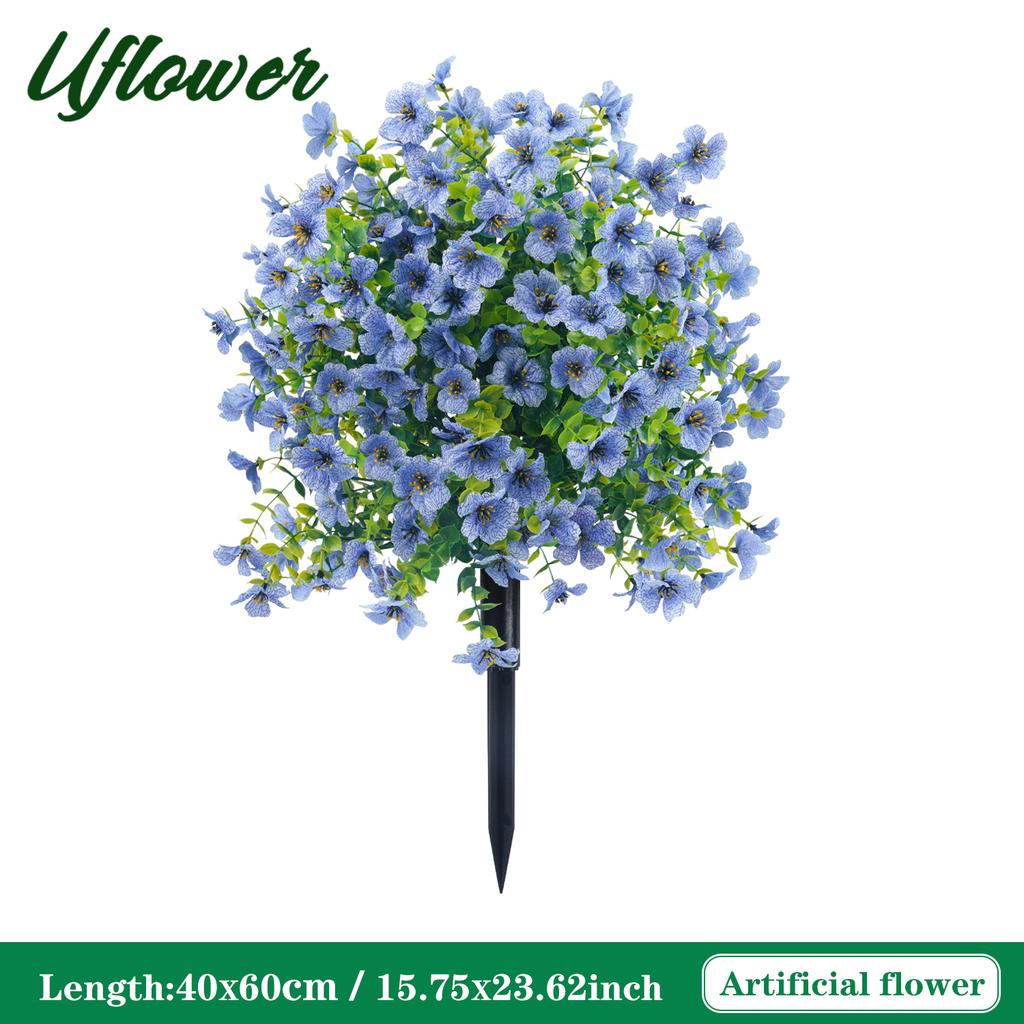 1/2PCS Artificial Violet Flower Balls with Stakes UV-Resistant Realistic Outdoor Decor for Garden, Porch, Patio, Wedding, Home
