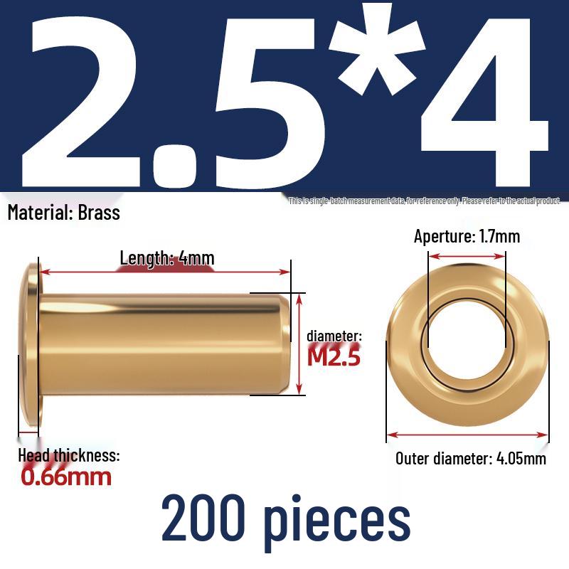 Pure Brass Hollow Rivets & Copper Eyelets Fasteners M1.3–M5